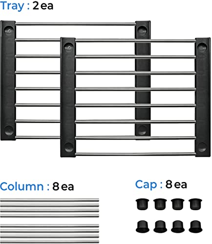 Set of 2 Stackable Cabinet Organizer Shelf 9.8 x 7.8 x 6.1 Black