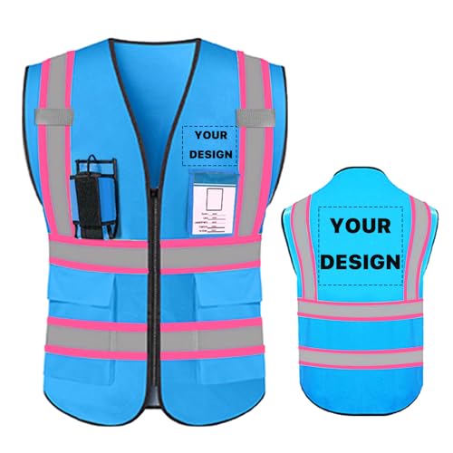 High Visibility Reflective Safety Vest with Pockets Custom Your Logo Safety Workwear