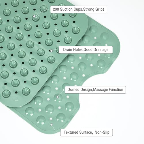 Extra Long Bathtub Mat Non Slip Bath Mat Mars Green 40"x16" Full