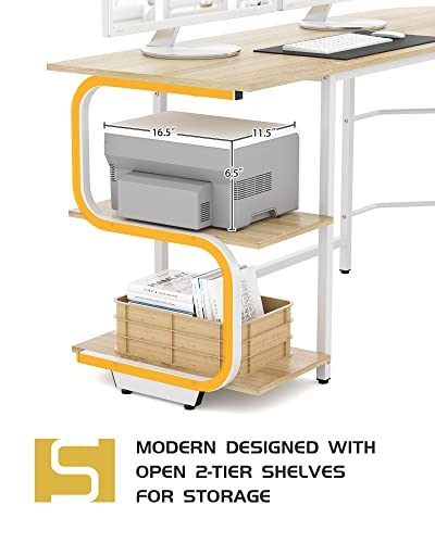 Reversible L Shaped Desk with Shelves