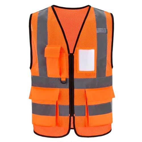 Orange 3xl High Visibility construction Vest with Reflective Strips
