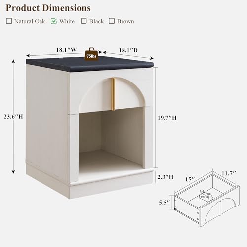 Modern 18" Nightstand with Arched Panel