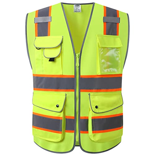 Safety Vest for Men Women Reflective Hi Vis JK901 Yellow L