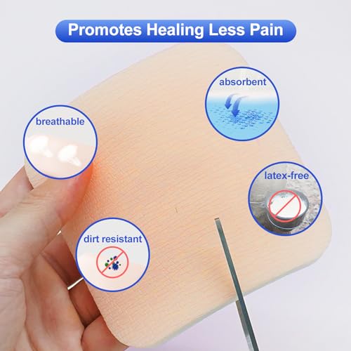 Silver Silicone Foam Dressing 4"x4" 5 Count for Sensitive Skin