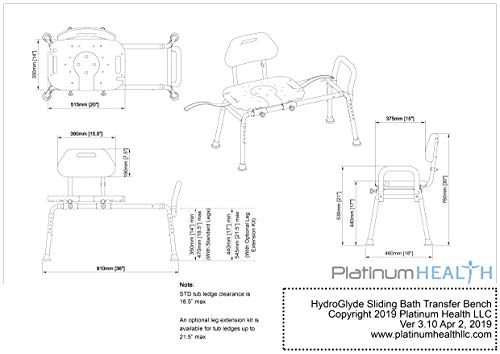 Sliding Shower Chair HydroGlyde Premium Heavy Duty