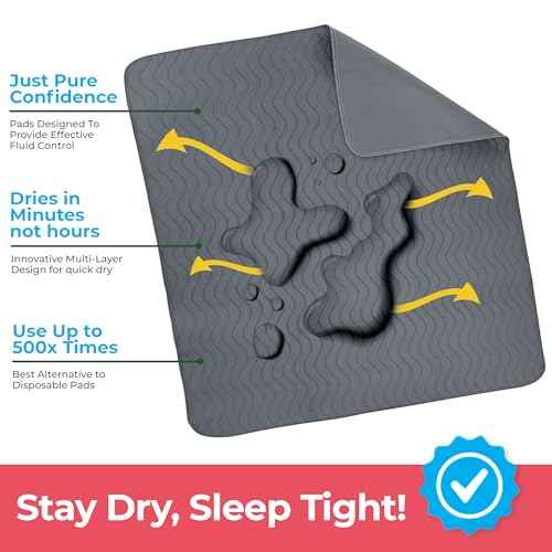 6 Pack Waterproof Reusable Heavy Absorbency Incontinence Bed Pads 34"x36" (6 Count)