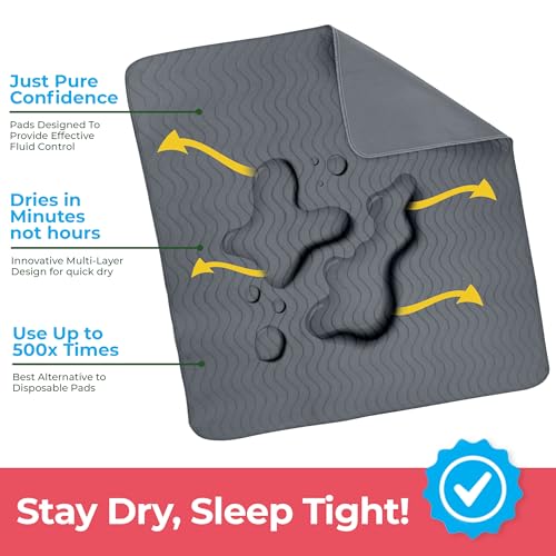 4 Pack Waterproof Reusable Heavy Absorbency Incontinence Bed Pads 34"x36" (4 Count)