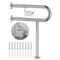 24x28 Inch Chrome Knurled Toilet Grab Bar with Toilet Paper Holder