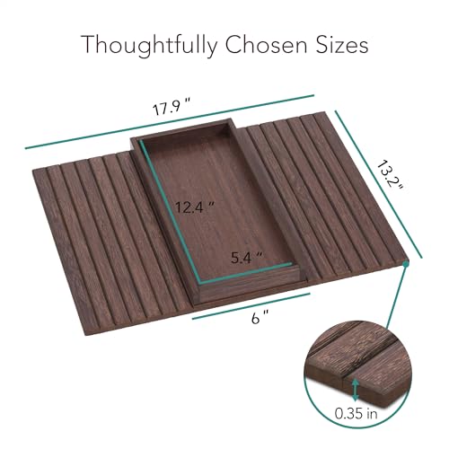 DETOR Couch Arm Tray with Spacious 12.4" x 5.4" Storage Box