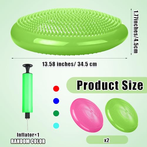 2 Pcs Wiggle Seat Inflated Wobble Cushion Flexible Balance Disc with Air Pump for Core Stability Strengthening Improving Posture Physical Exercise (3 Count)