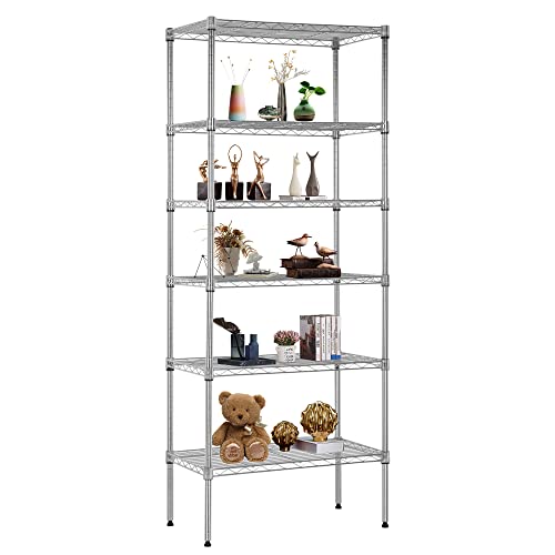 6 Tier Wire Shelving Units 23L x 13W x 59H Adjustable Metal Storage Rack NSF Pantry Shelves Kitchen Organization Shelf for Kitchen Garage Small Places Commercial
