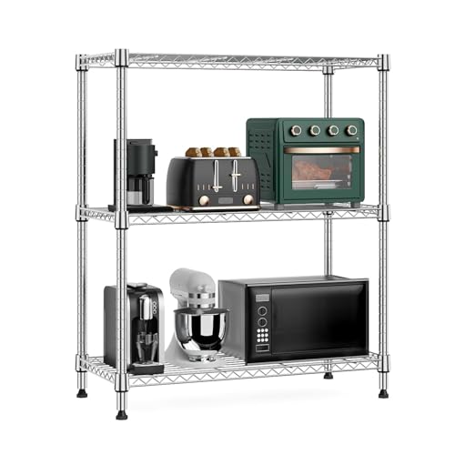 750 lbs 3 Tier Storage Rack Metal Wire Shelving Unit