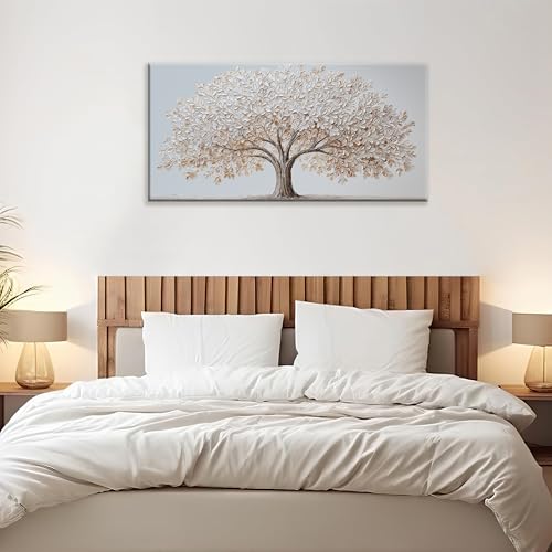 White Tree Wall Art Wall Art Decor 20"X40" Minimalist Wall Art For Bedroom