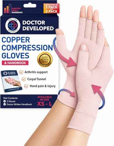 Copper Arthritis Compression Gloves for Women and Men (2 Count)