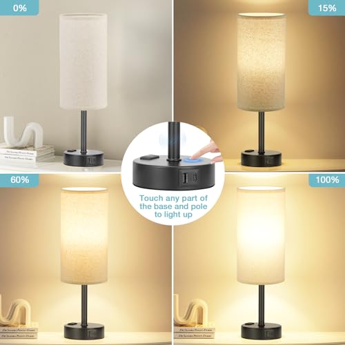 Beige Touch Table Lamp for Bedroom