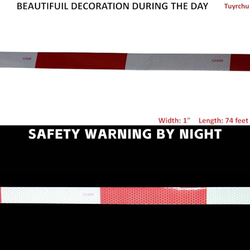 Red and White Reflective Tape Outdoor Waterproof 1 inch X 74 feet
