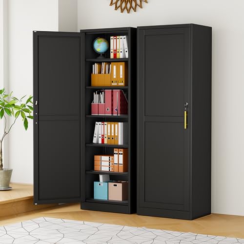 67" Black Lockable Metal Storage Cabinet