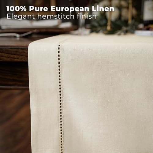 Signature Linen™ by D'Moksha Ivory Table Runner 90 Inches Long