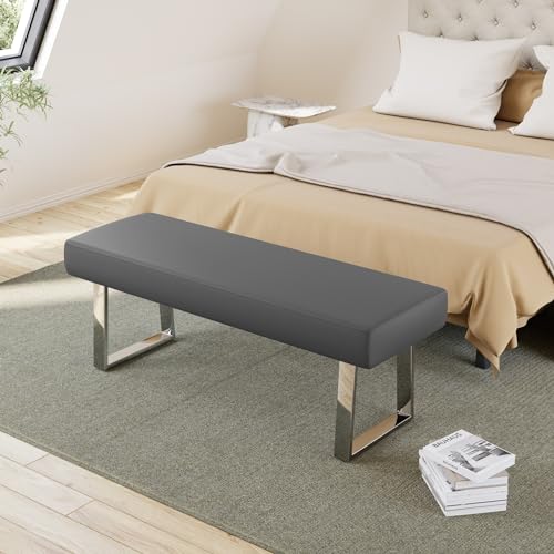 45.3" PU Leather Corner Bench Footstool with Heavy Duty Metal Legs