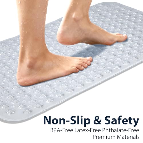 Large Shower Mat Bathtub Mat Bath Mat Non Slip Clear 21.5"x33.5"