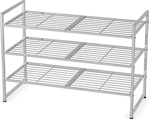 3 Tier Stackable Wired Grid Shoe Rack (3 Count)