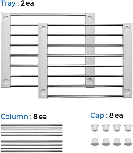 Set of 2 Stackable Cabinet Organizer Shelf 9.8 x 7.8 x 6.1 White (2 Count)