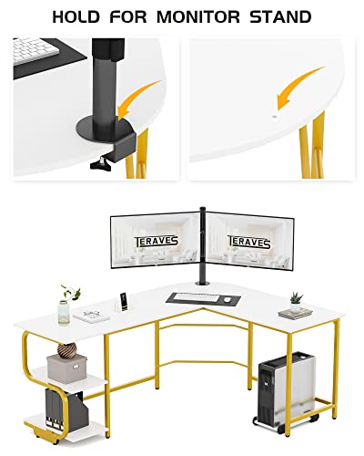 Reversible L Shaped Desk with Shelves