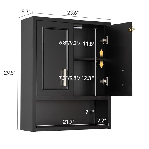 Bathroom Wall Cabinet Above Toilet with DIY Lighting 23x29inch