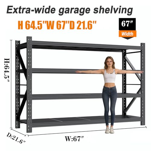4 Sets Garage Shelves Heavy Duty 67" W Metal Garage Shelving Unit