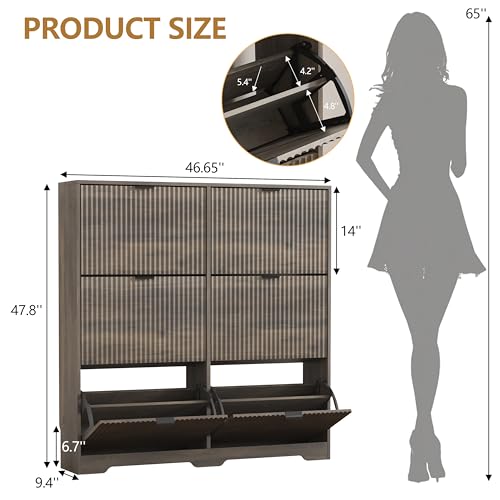 Shoe Cabinet Storage for Entryway with 6 Flip Drawers