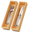 Bamboo Kitchen Drawer Organizer Boxes 12" x 3" Stackable Wooden Organizers (2 Count)