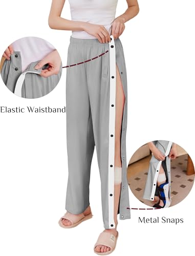 Tear Away Pants for Women Side Split Snap Open Bottom Sweatpants Leg