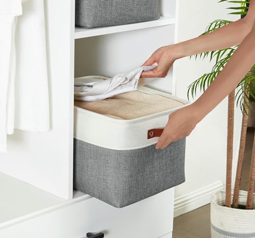 Storage Bins Large Fabric Storage Baskets for Shelves 3 Pack (3 Count)