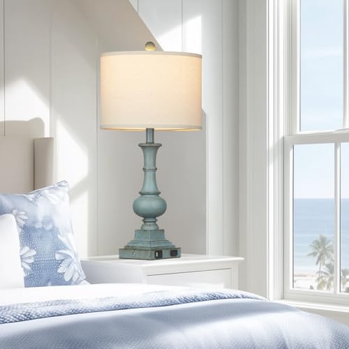 26" Tall Coastal Farmhouse Lamp for Living Room (2 Count)