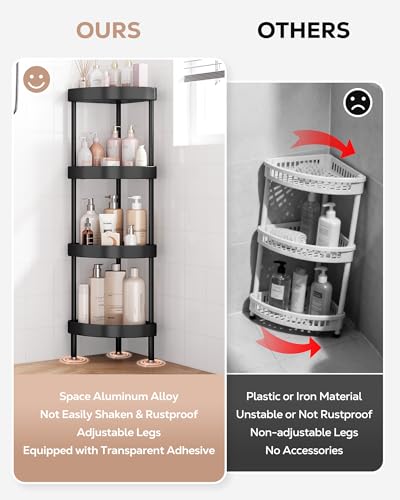 4 Tier Aluminum Corner Shower Caddy Standing Rustproof (4 Count)
