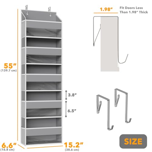 1 Pack Over The Door Organizer with 5 Large Pockets and 10 Mesh Side Pockets