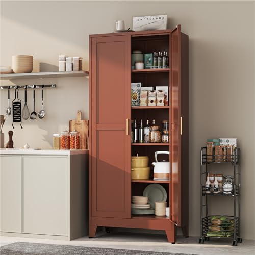 71''Metal Cabinet with 4 Adjustable Shelves