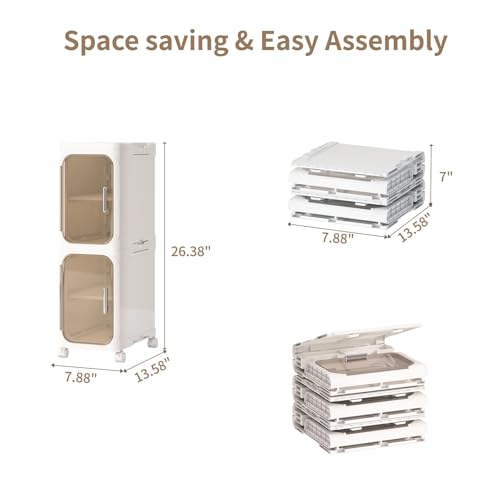 2 Tier Slim Bathroom Storage Cabinet
