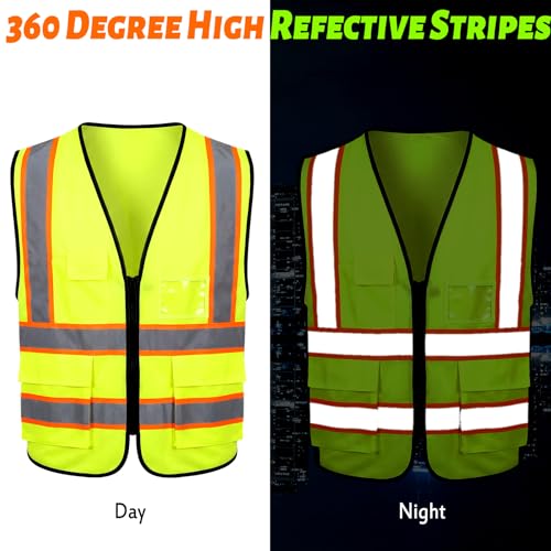10 Pack Safety Vests with Reflective Strips (10 Count)