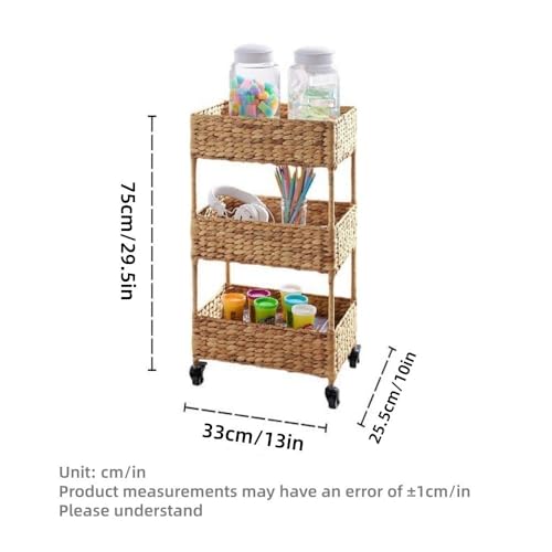Wicker 3 Tier Rolling Cart - Bel Marant