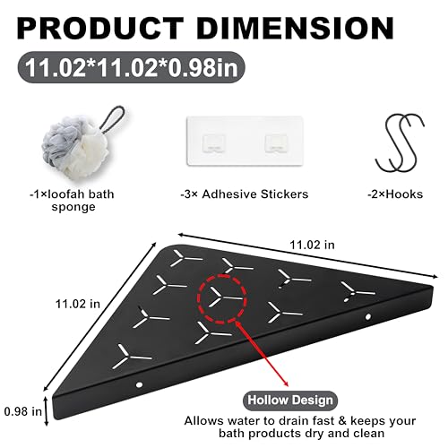 Bathroom Corner Shelf 11" Slot Design Recessed Shower Shelves for Tiled Wall