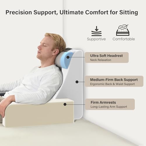 25" Reading Pillow for Bed with XL Side Pockets for Tall Adults