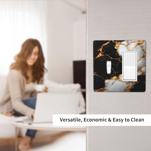 Decorative Outlet Covers Black Gold Marble 2
