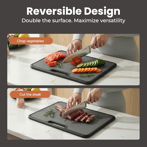 Plastic Cutting Board Set with Holder (3 Count)