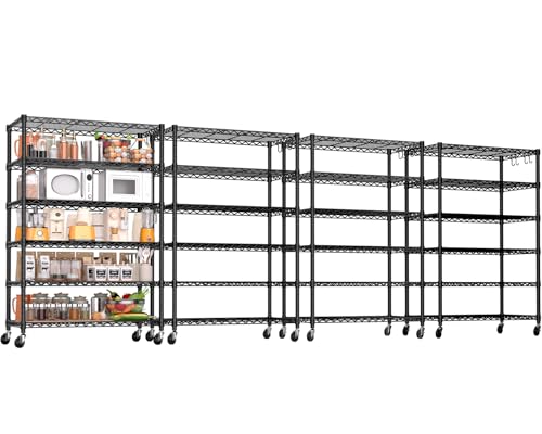 6 Tier 36" W X 18" D X 78" H Wire Shelving with Wheels 1500lbs (4 Count)