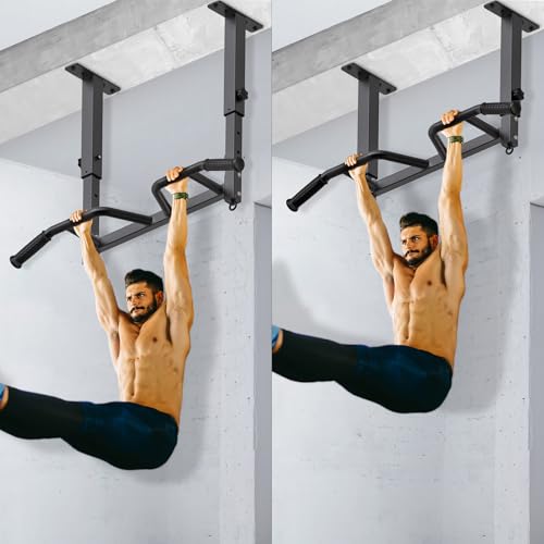 24" Height Adjustable Pull Up Bar Ceiling Mount Chin Up Bar