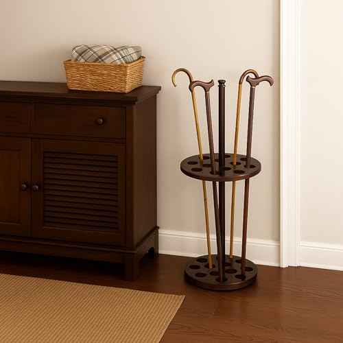 12 Slot Cane Holder Stand Wood Double Layer for Entryway