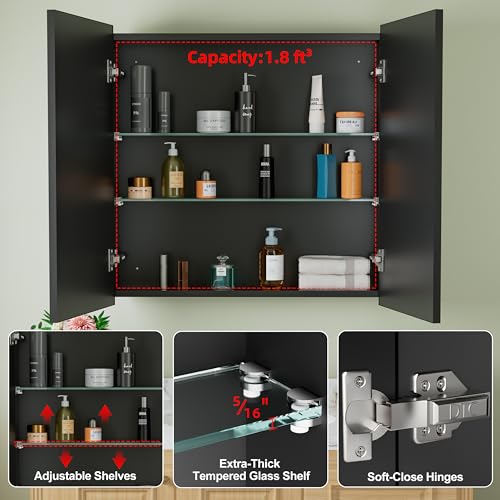30 x 30 Inch Framed Medicine Cabinet Mirror
