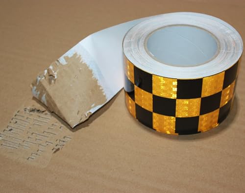 Reflective Tape Yellow Black 3 inch X 166 feet