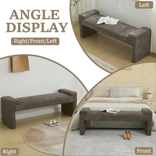 58.7" End of Bed Bench Upholstered Modern Bedroom Bench for Living Room & Entryway